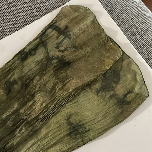 Green Tie-Dye Scarf lightweight boho hippie vibes - Picture 6 of 10